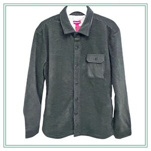 New UNIONBAY Woodsman‎ Fleece Lined Shirt Jacket Mens Small Green Stripe Sherpa